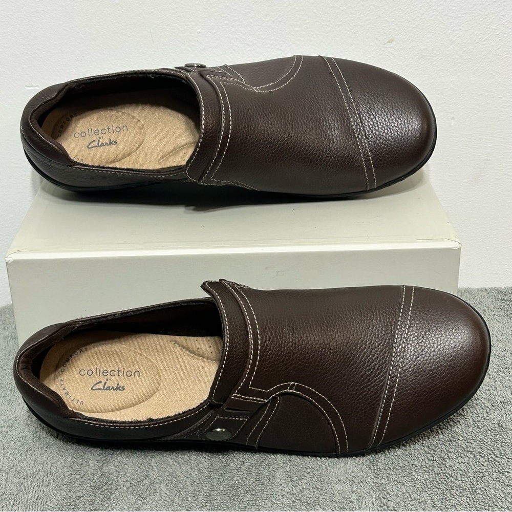 Clarks Leather Cora Poppy Slip On Shoes Womens Size 9 - Picture 7 of 13
